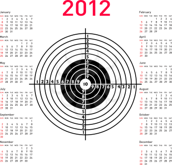 Royalty Free Clipart Image of a Shooting Target Calendar