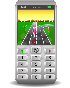 Royalty Free Clipart Image of a GPS on a Cellphone