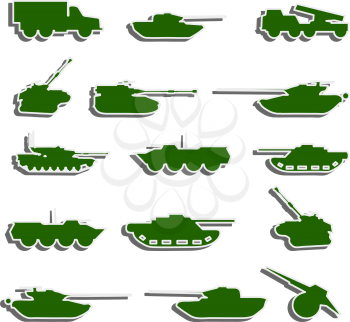 Royalty Free Clipart Image of a Bunch of Tanks