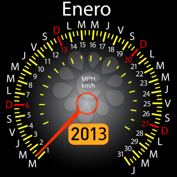 Royalty Free Clipart Image of a Speedometer Style Calendar