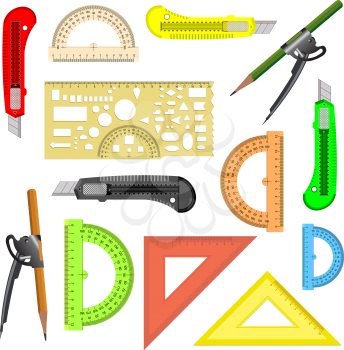 Royalty Free Clipart Image of a Set of School Instruments