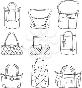 Royalty Free Clipart Image of a Bunch of Purses