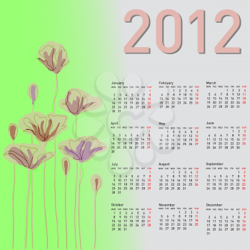 Royalty Free Clipart Image of a Floral Calendar 