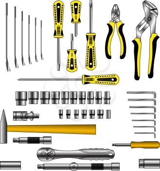 Royalty Free Clipart Image of a Bunch of Tools
