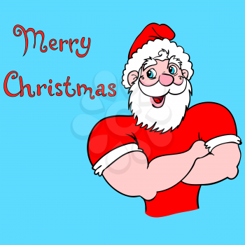 Royalty Free Clipart Image of a Muscular Santa Claus