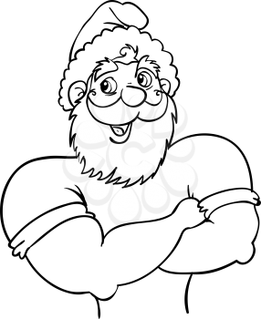 Royalty Free Clipart Image of a Muscular Santa Claus