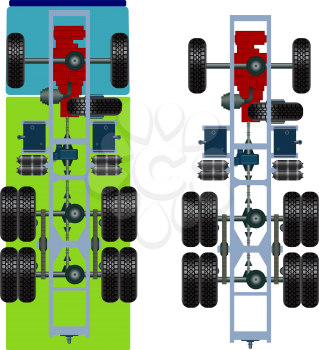 Royalty Free Clipart Image of a Truck's Suspension