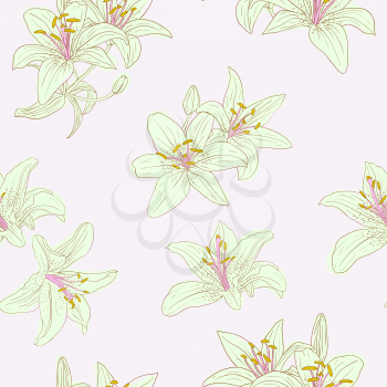 Royalty Free Clipart Image of Blooming Lilies