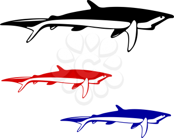 Royalty Free Clipart Image of Sharks