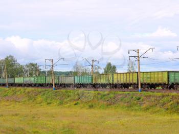 Cargo train from cars. 