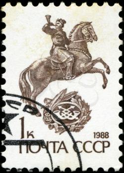 USSR - CIRCA 1988: A Stamp printed in USSR shows the Monument  on horseback, circa 1988
