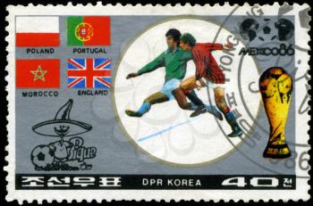 NORTH KOREA - CIRCA 1986: A stamp printed by North Korea, shows World Cup soccer Championships, Mexico City, circa 1986.