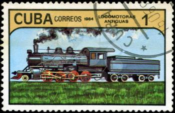 CUBA - CIRCA 1984: A set of postage stamps printed in CUBA shows trains and locomotives, series, circa 1984