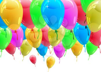 Background with glossy multicolored balloons. Vector illustration.
