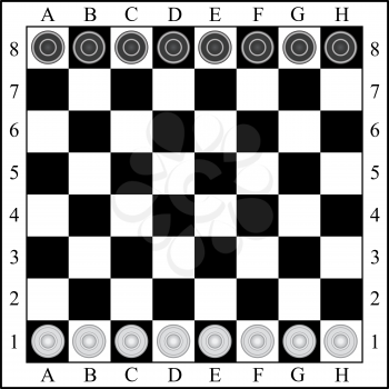 classic checkers,  board and checkers. vector illustration
