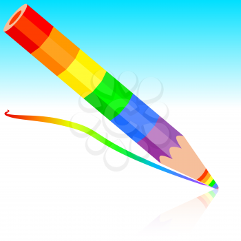  rainbow pencil, vector illustration.