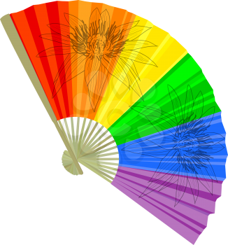 traditional, a rainbow Folding Fans. Vector illustration.
