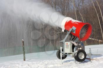 Snowmaking is the production of snow  on ski slopes. 