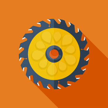 Modern flat design concept icon. Vector illustration.Saw circular wheel. Cutting blade symbol. 