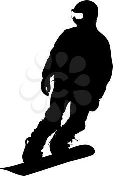 Black silhouette  snowboarder on white background. Vector illustration.