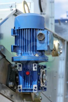 Blue powerful electric motors for modern industrial equipment