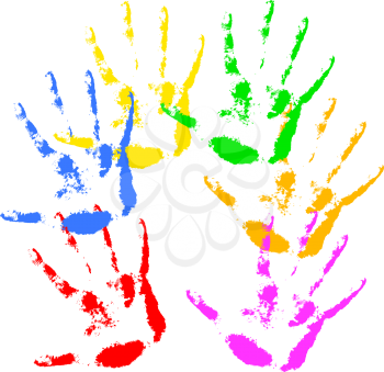 Hand print  rainbow colors, skin texture pattern, vector illustration.