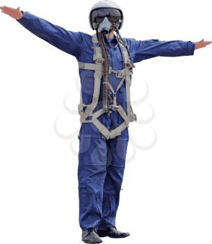 Man dressed  a pilot on a white background. Vector illustration.