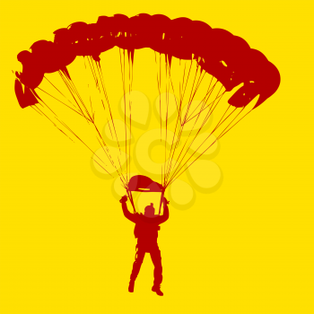 Parachutist Jumper in the helmet after the jump. Vector illustration.