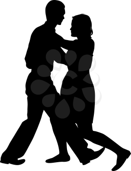 Black silhouettes Dancing on white background. Vector illustration.