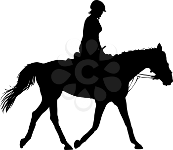 The vector silhouette of horse and jockey.