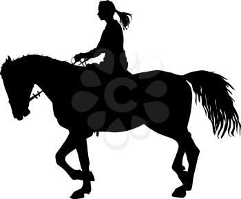 The vector silhouette of horse and jockey.