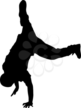 Black Silhouettes breakdancer on a white background.