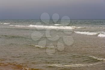 Storm and waves on the ocean natural background.