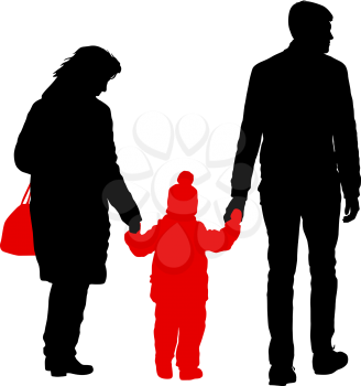 Silhouette of happy family on a white background.