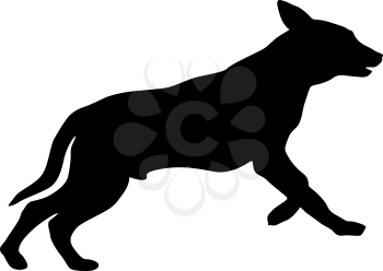 Shepherd dog silhouette on a white background.