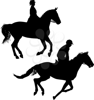 Set black silhouette of horse and jockey.