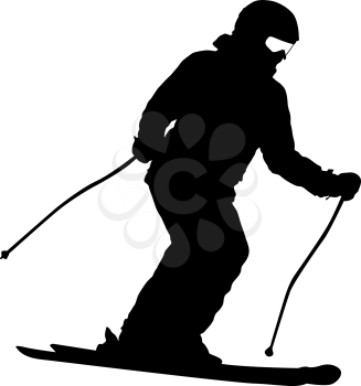 Mountain skier speeding down slope sport silhouette.