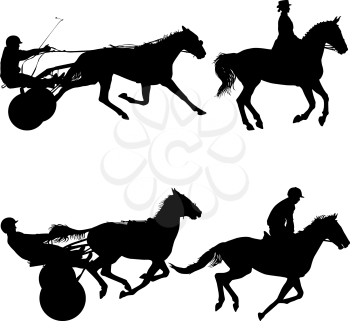 Set black silhouette of horse and jockey.