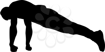 Silhouette of an acrobat standing on hands, on a white background.