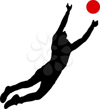 Acrobat jumping up silhouette on a white background.