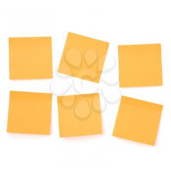 Yellow sticky memo paper isolated on white background