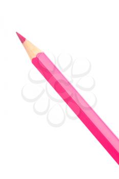 Pink colouring crayon pencil isolated on white background