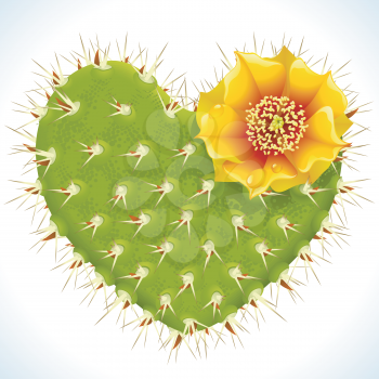 Royalty Free Clipart Image of a Cactus Heart With Flower