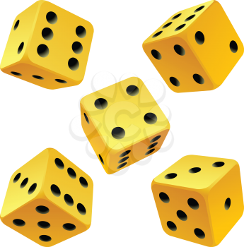 Royalty Free Clipart Image of Yellow Dice