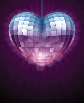 Royalty Free Clipart Image of a Heart Shaped Disco Ball