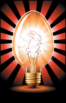 Royalty Free Clipart Image of a Light Bulb with a Bunny