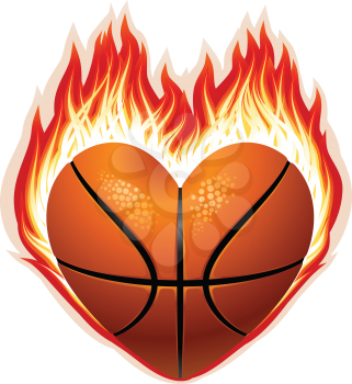Royalty Free Clipart Image of a Basketball on Fire