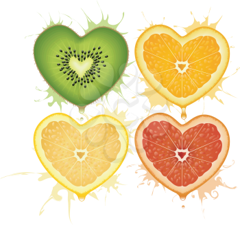 Royalty Free Clipart Image of Citrus Hearts