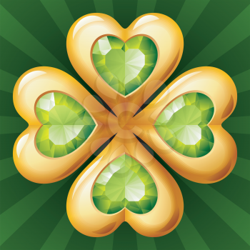 Royalty Free Clipart Image of a Jeweled Clover