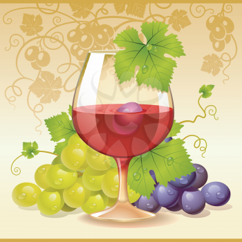 Royalty Free Clipart Image of a Wine and Grapes
